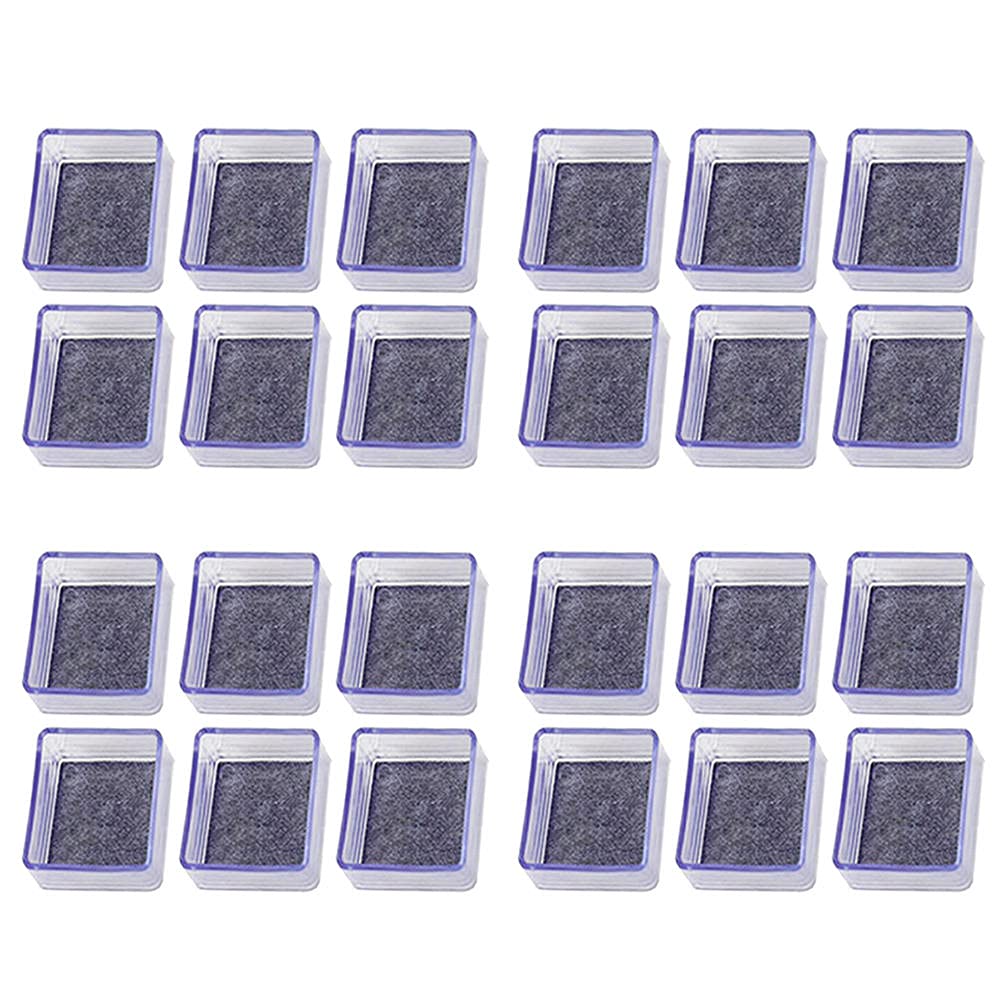 Zoyay Caps for Desk Feet Chair Leg Clear Silicone Caps with Felt Table Feet Pads Covers Furniture Caster Wooden Floor Protectors Prevent Scratches Square-Transparent_24pcs_20-20mm
