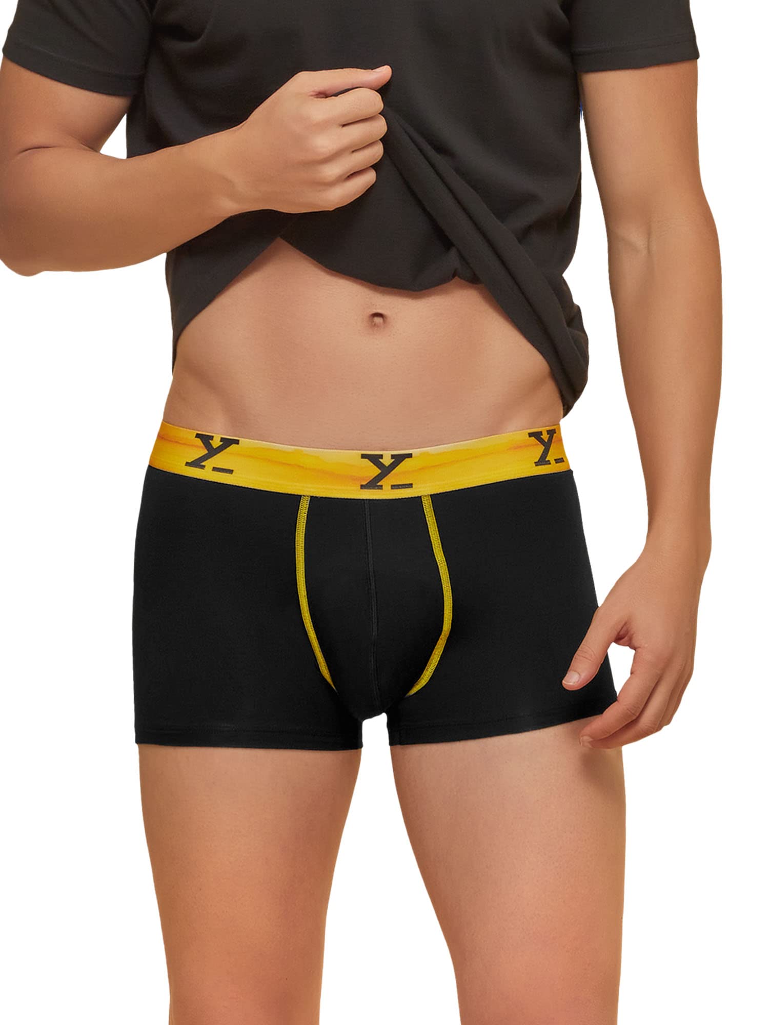 XYXXMen's Dynamo & Volt Tencel Micromodal Regular Fit Solid Antimicrobial Trunks with No Marks Waistband