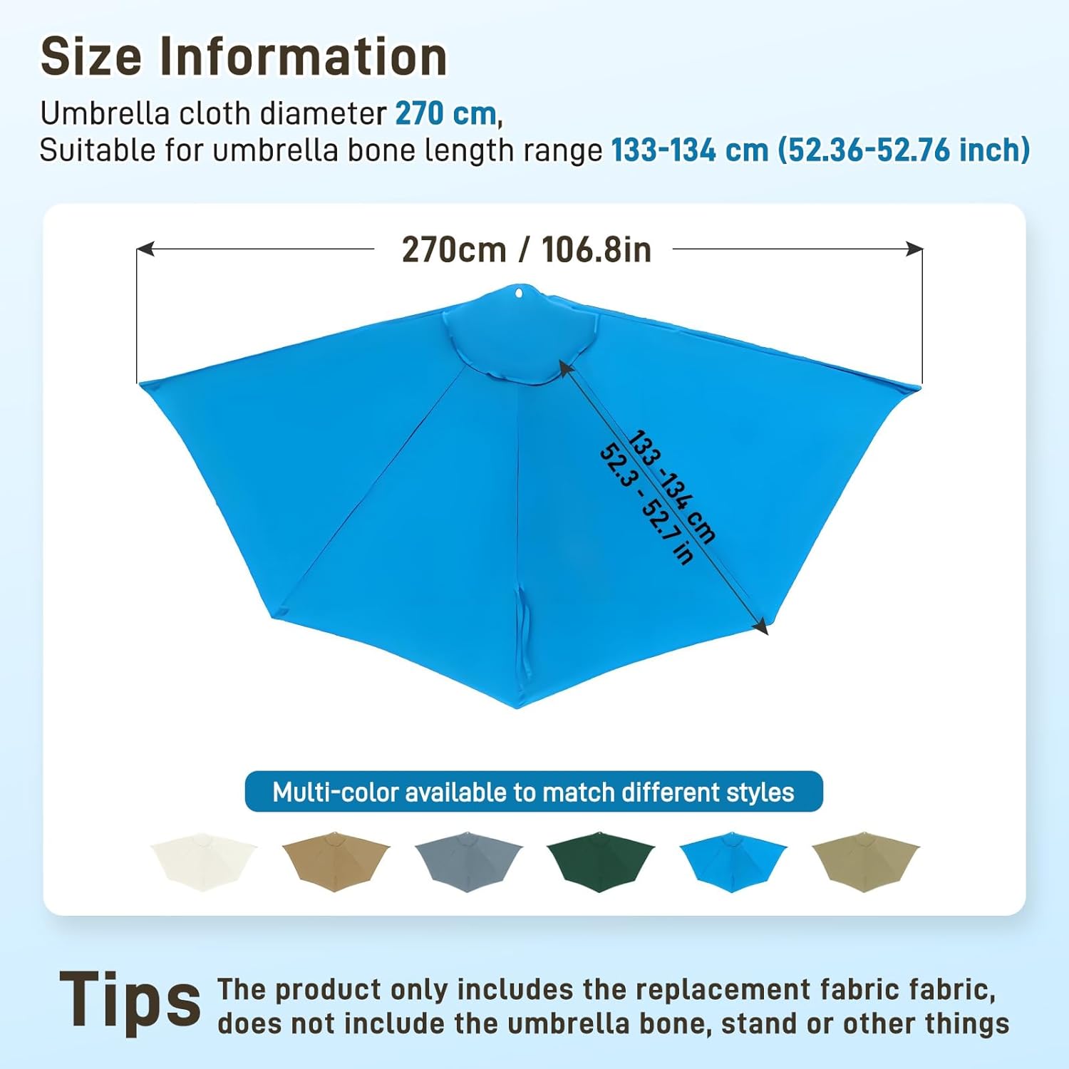 Patio Half Umbrella Replacement Canopy, Umbrella Replacement Canopy Cover for 9FT 5Ribs Half Umbrella, Umbrella Replacement Top Cover, Replacement Umbrella Fabric for Garden Umbrella Backyard Pool(Gre
