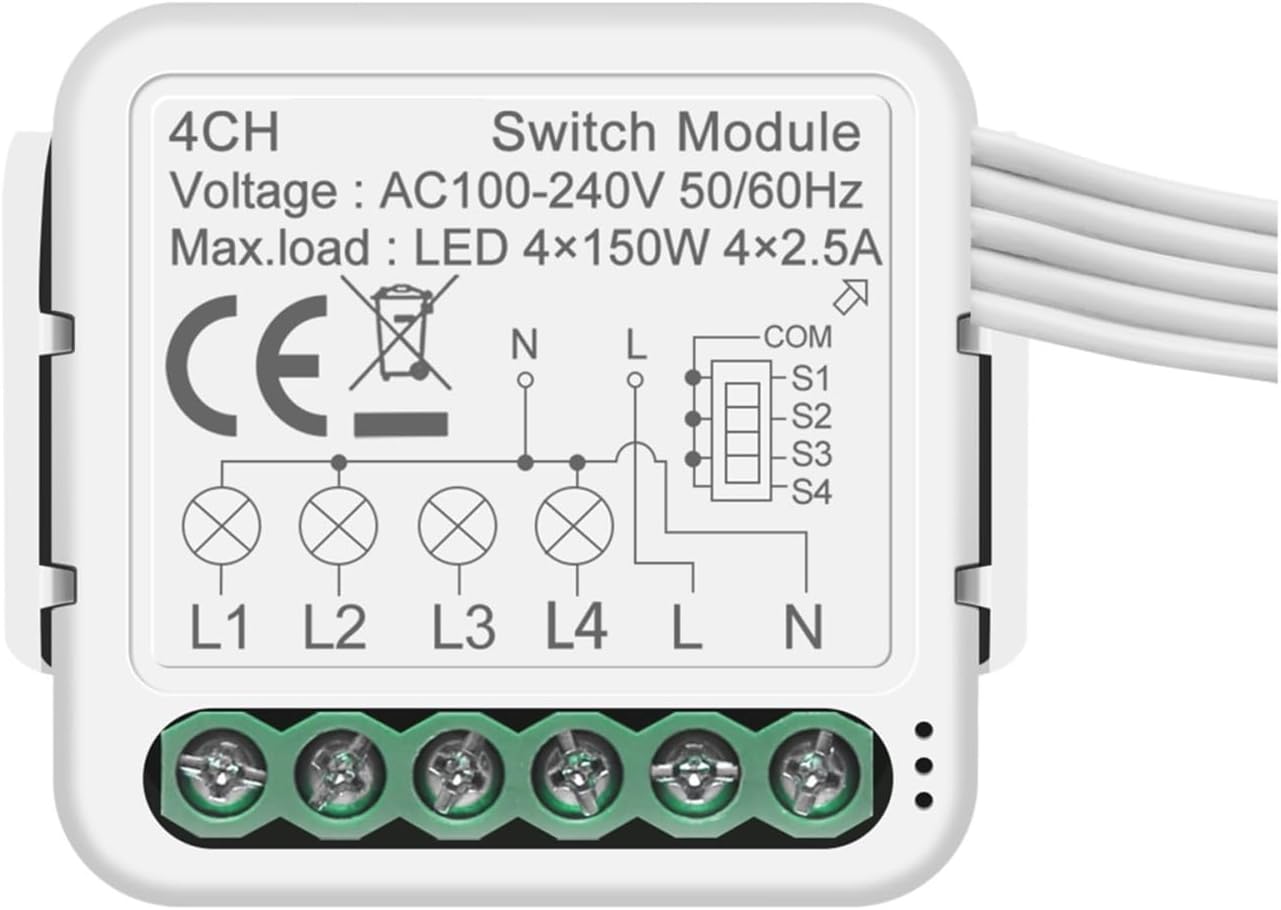 Switch module does not require a neutral line circuit breaker Supports bidirectional control LED controller LED dimmer(ZigBee Switch 4CH-N)