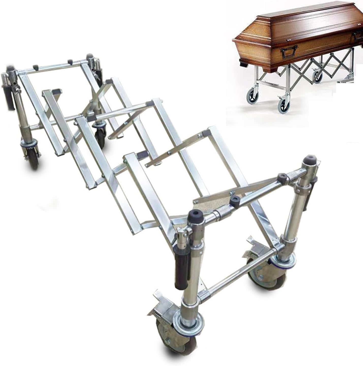Removable Aluminum Alloy Coffin Trolley， Funeral Coffin Rack ， Folding Coffin Rack Trolley Telescopic Funeral Rack with Four Folding Handles for Funerals