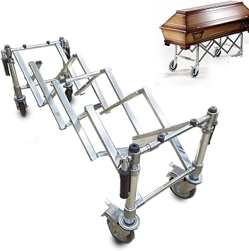 Aluminum Alloy Funeral Stretcher Truck,Coffin Rack Cart, Funeral Coffin Rack Trolley Folding Telescopic Mortuary-cot-Funeral Trolley,Load-Bearing 400-450kg