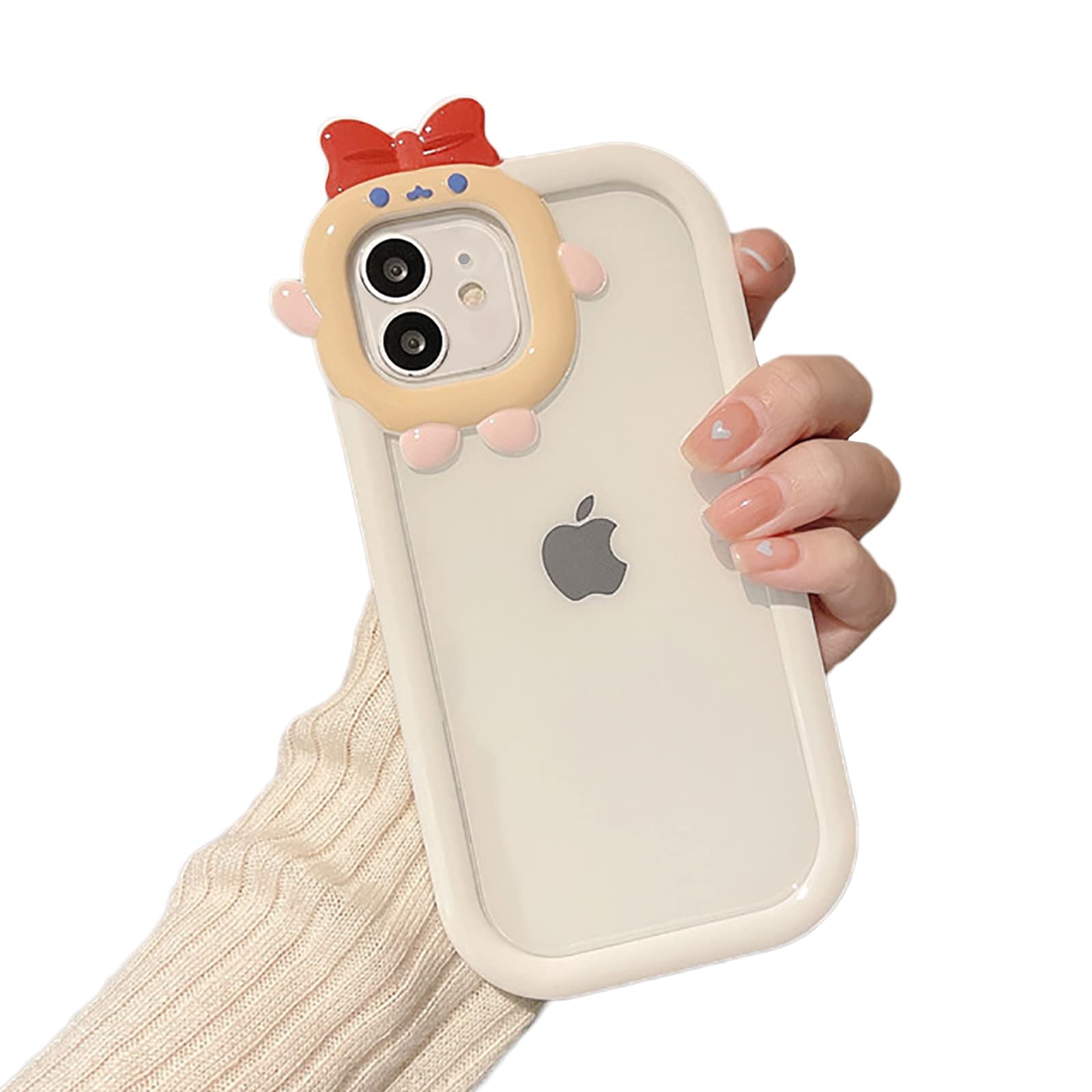 Ownest Compatible with iPhone 12/iPhone 12 Pro Case with Kawaii Clear Cute Cartoon 3D Lens Design Pattern Color Border for Girls Women Soft TPU Protective for iPhone 12/12 Pro-(White)