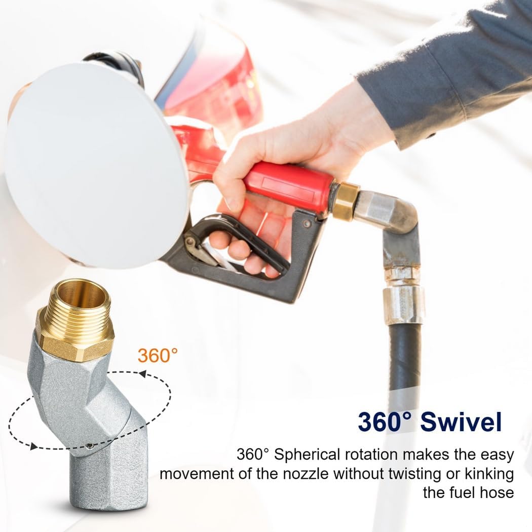 3/4’’ Fuel Hose Swivel Fittings Set, Two Zinc Alloy Multi-Directional Adapters with Male and Female Npt Threads for Pump Transfer Use