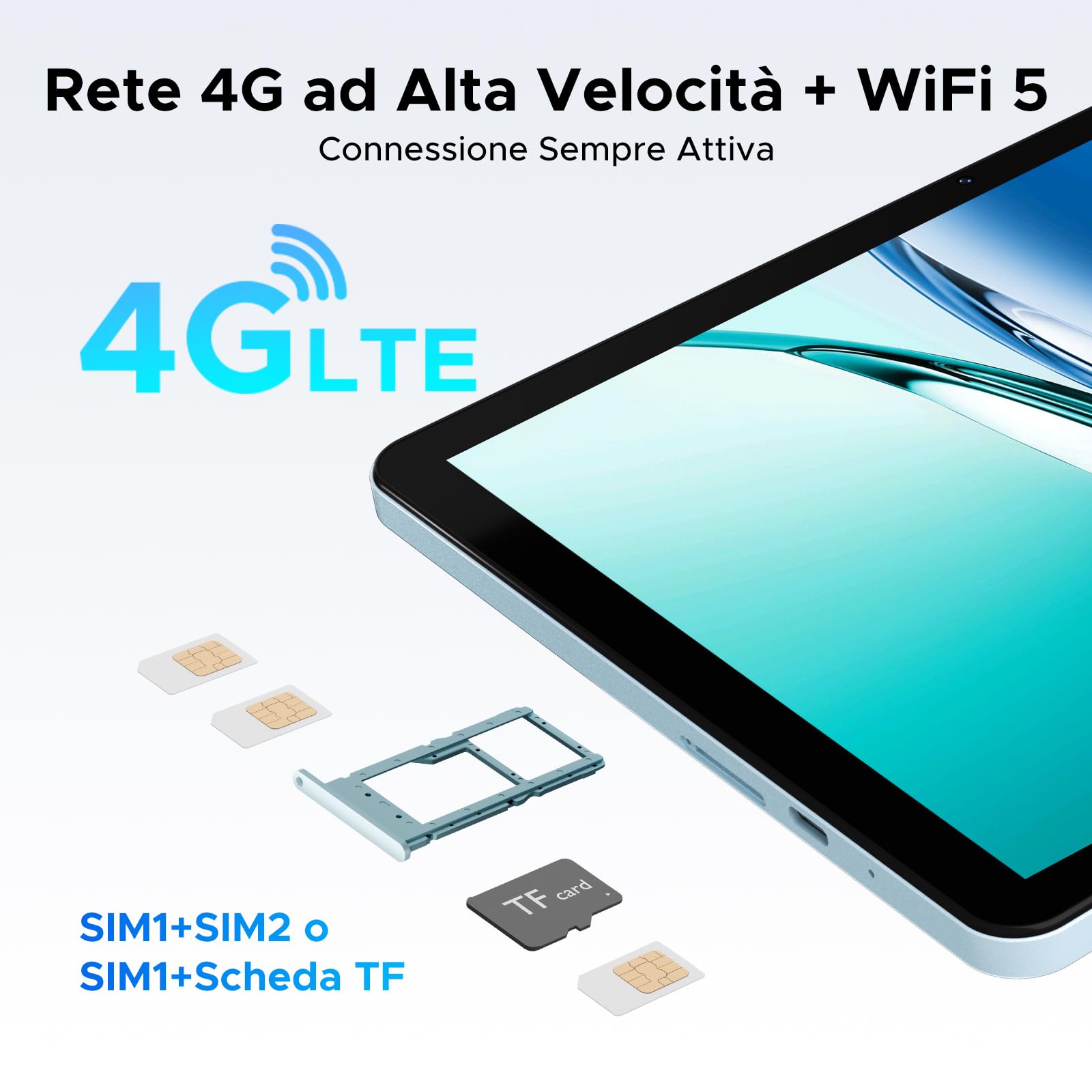 Tab G5 Tablet 10 Pollicii 120Hz IPS HD,Tablet Com SIM, 20GB + 128GB (2TB TF) Unisoc T7200 Tablet Android 16/Gemini AI,7500mAh, 8MP/Widevine L1/8mm Ultrasottile/2 Altoparlanti/Face ID/GPS/BT5.0
