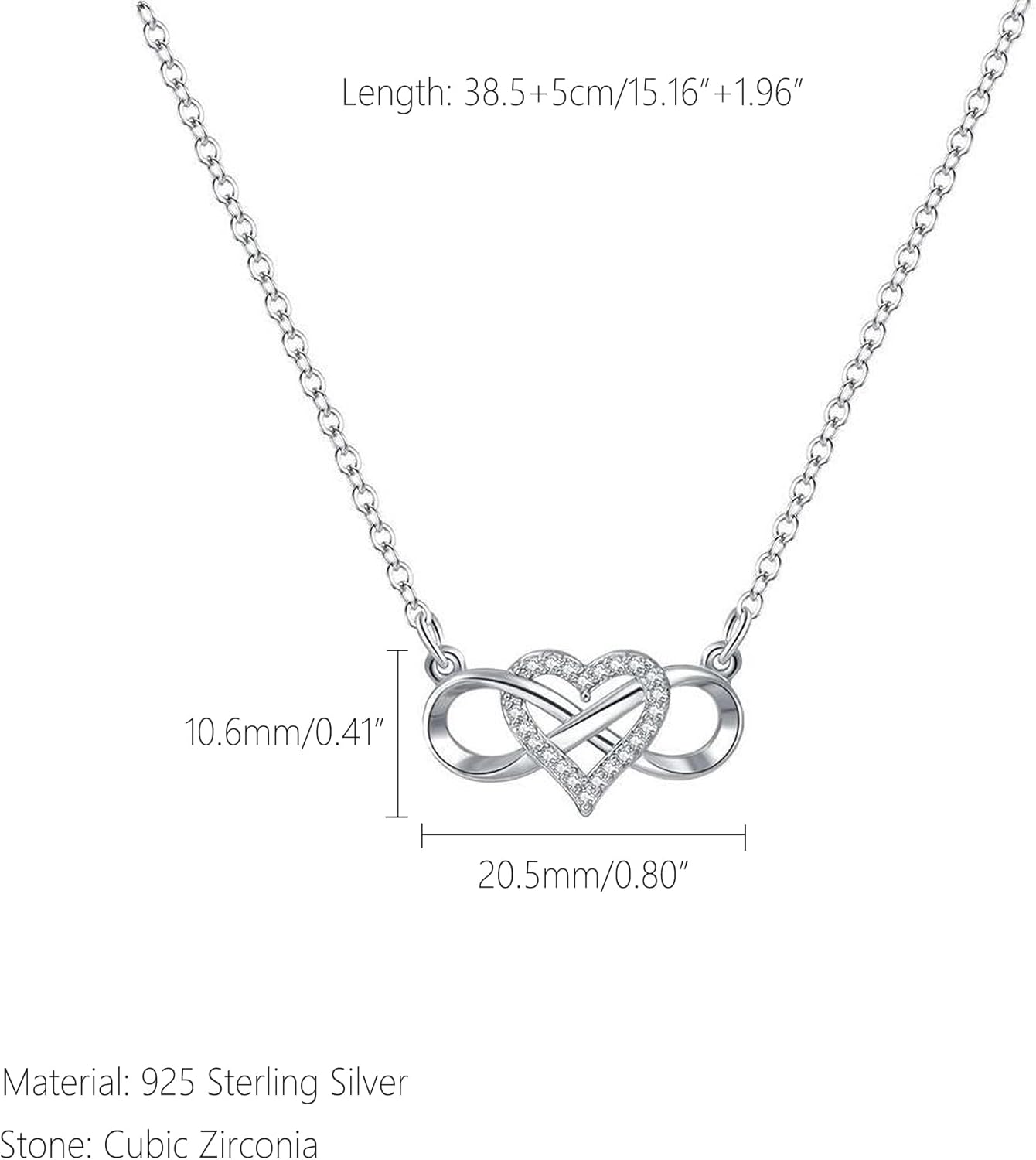 LOVECOM 925 Sterling Silver Infinity Heart Cross Necklace for Women Mother Daughter 14K Gold Plated Cubic Zirconia Forever Love Heart Pendant Necklace Jewelry Birthday Gifts for Mom Friends - Image 4