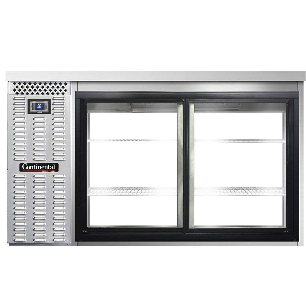 BBC59-SS-SGD-PT Two Section Sliding Glass Door Refrigerated Pass-Thru Back Bar Cooler by Continental Refrigerator – 22.0 cubic_feet