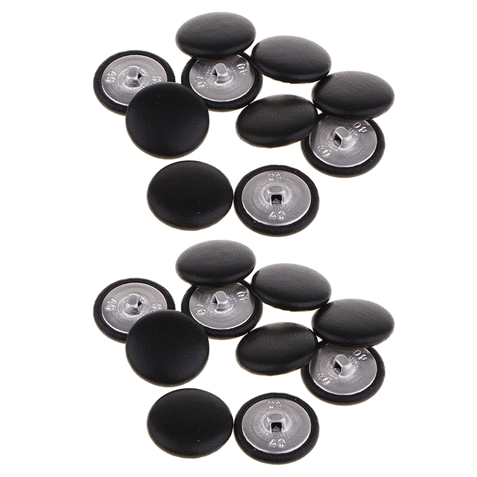 WWWL Buttons 20Pcs Artificial Leather Covered Buttons Upholstery Buttons Sewing Crafts 25mm Round (Color : Black)