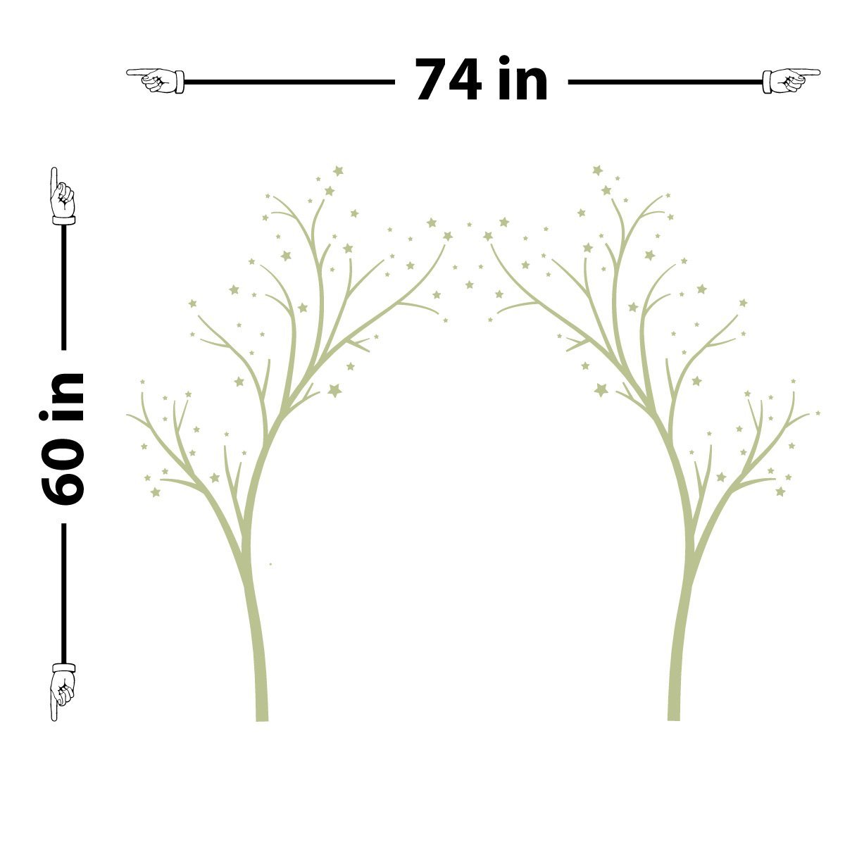 Adhesivo decorativo para pared con diseño de árbol de estrellas, tamaño grande, para guardería o habitación de niños