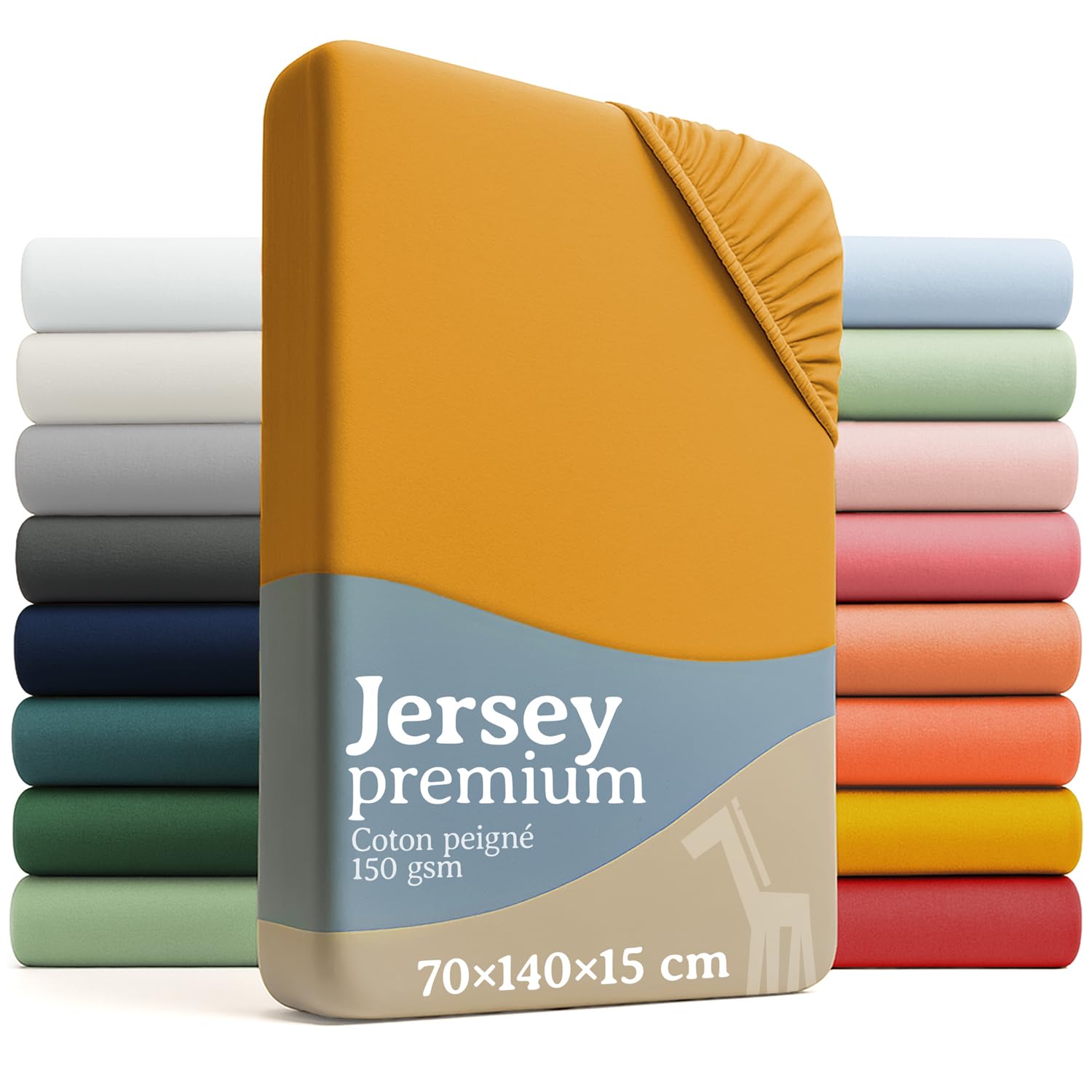Drap 70x140 en jersey extensible jaune avec bonnet élastique renforcé
