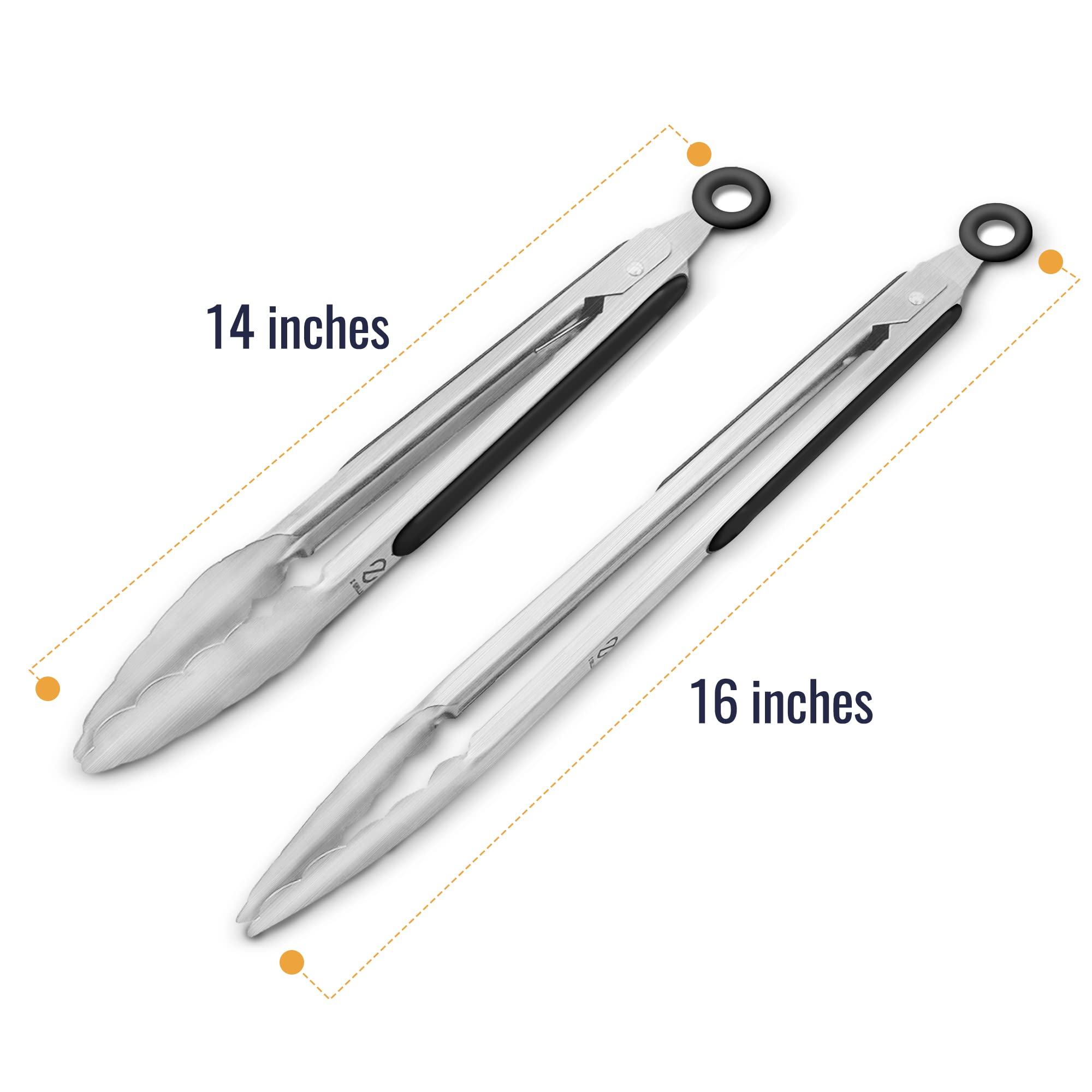 Z GRILLS Stainless Steel Tongs Set 2 Packs with Heat Resistant Handle for Kitchen Outdoor Barbeque