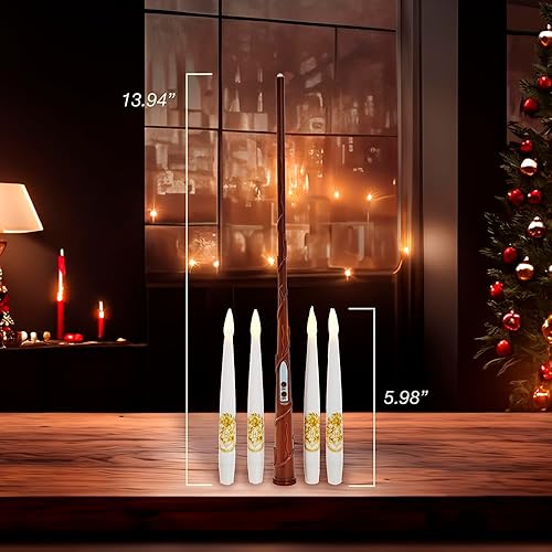 Miniatura 9 de Harry Potter Kurt Adler - Juego de 10 velas flotantes con varita remota