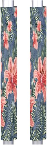 Juego de 2 fundas para manijas de puerta de refrigerador, palmeras tropicales, flores de verano, lavables, para nevera, lavavajillas, horno,