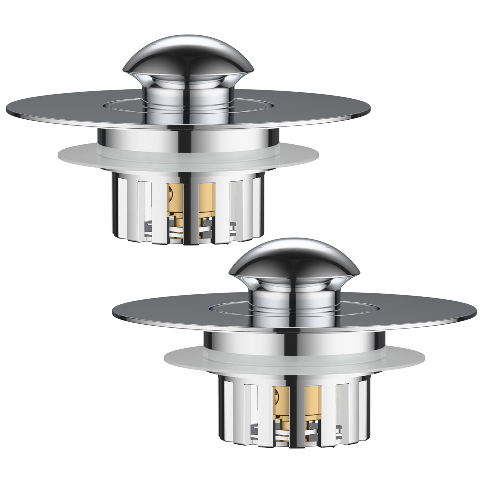 2 Pack Bathtub Drain Stopper with Hair Catcher, Pop Up Tub Stopper Plug Cover with Filter Basket, Separate Design for Easy to Clean, Anti-Clogging,