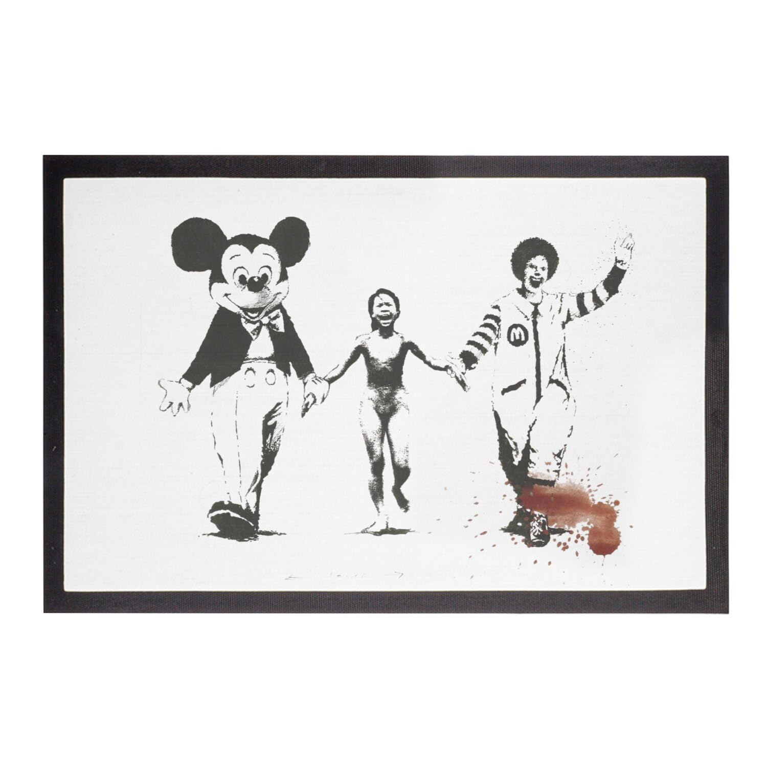 Paillasson Banksy Napalm Mickey Ronald au visuel satirique et audacieux