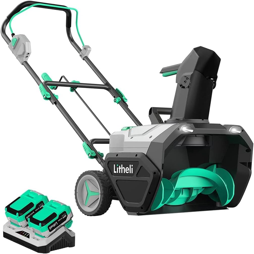 Litheli 40V(2x20V) Cordless Snow Blower,20 Inch Single Stage Battery Powered Snow Thrower with