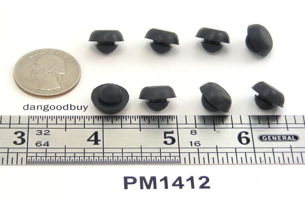 Black SBR Rubber Push in Ridged Bumper - Bumper Diameter - 1/2", Bumper Height - 5/32", Fits Hole Size - 1/4"