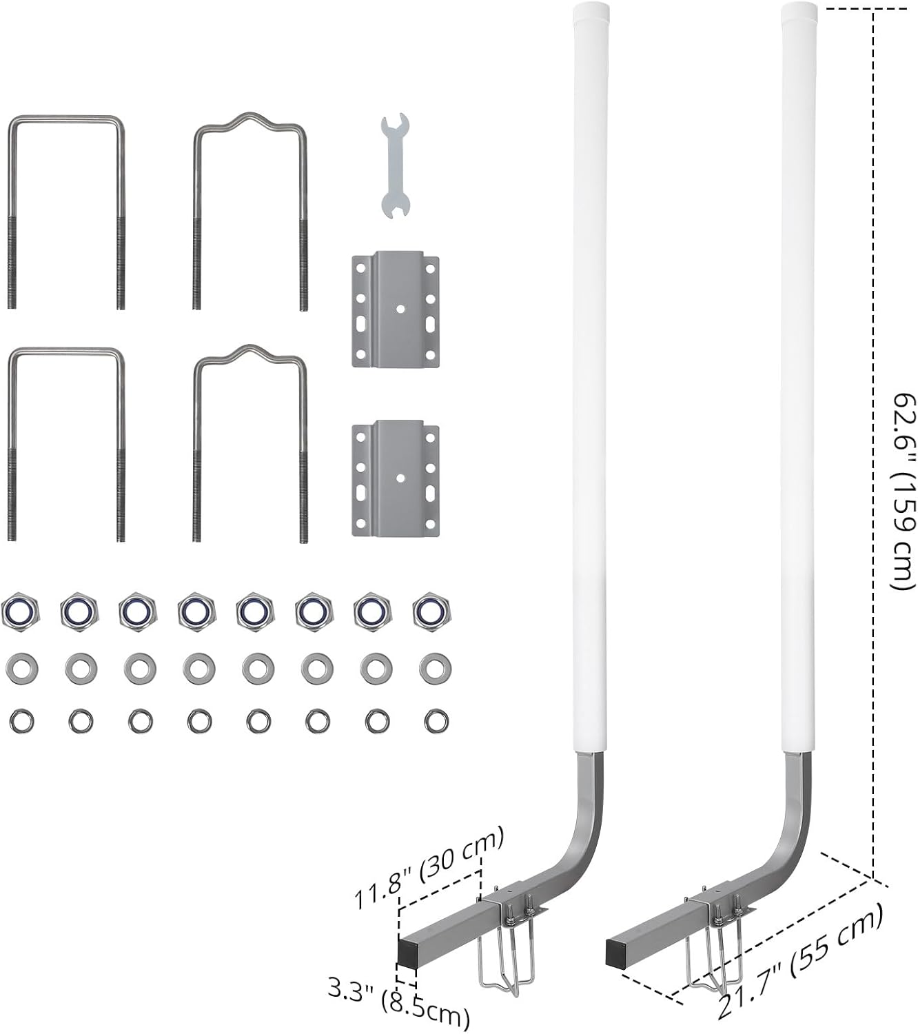 PioneerWorks 2PCS Boat Trailer Guide, 40"-60" Adjustable Design Trailer Guide Poles, Rustproof Galvanized Steel Trailer Guide, Trailer Guides with PVC Pipes