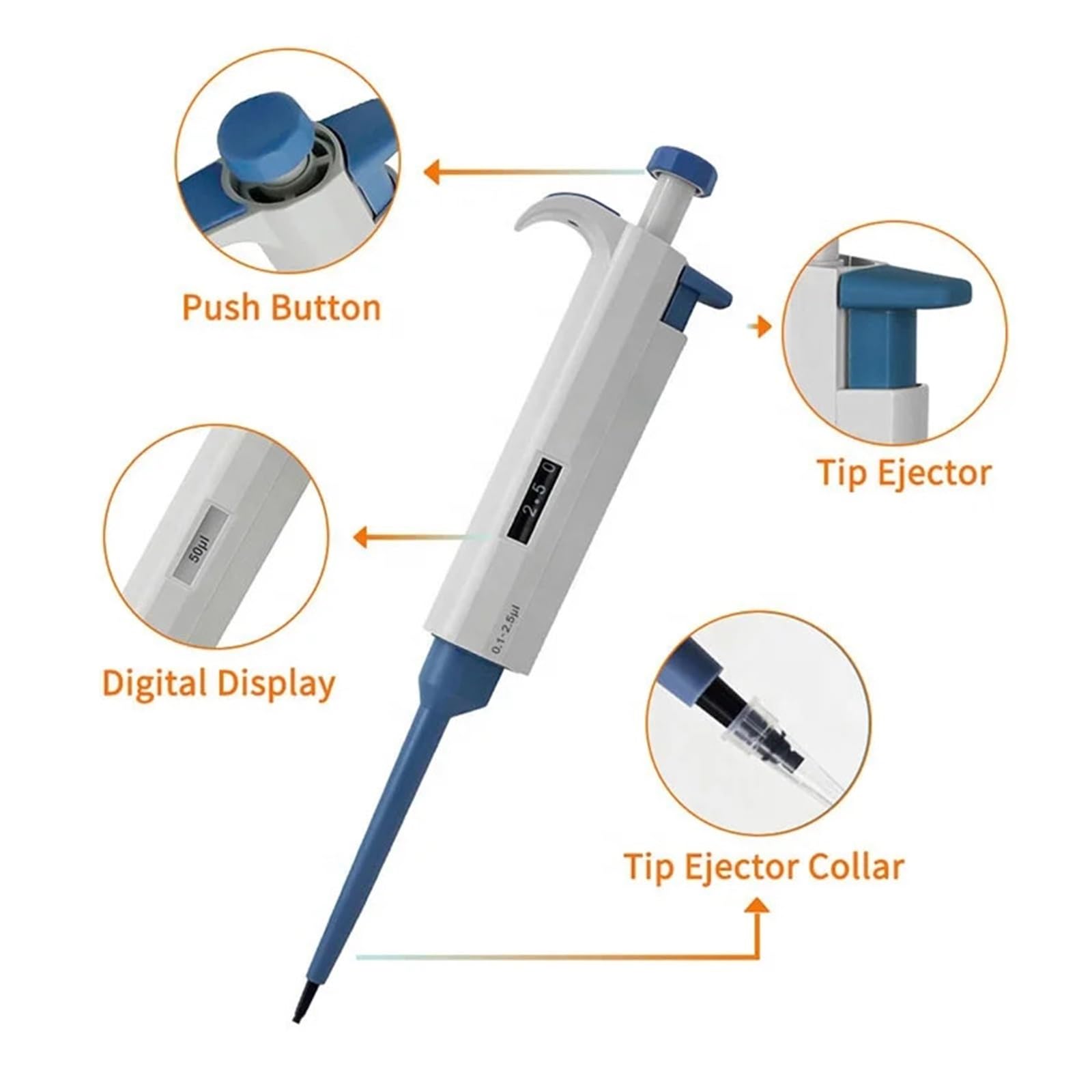 Pipette électronique à Canal Ultransfer de 0,1 à 2,5 μl