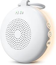 eSynic Portable White Noise Machine Baby Rechargeable Mini Sound Machine for Adults Sleep Travel with Adjustable Night Light| 110g Lightweight| Wireless Phone Connect| 3-Timer| Detachable Hanging Loop