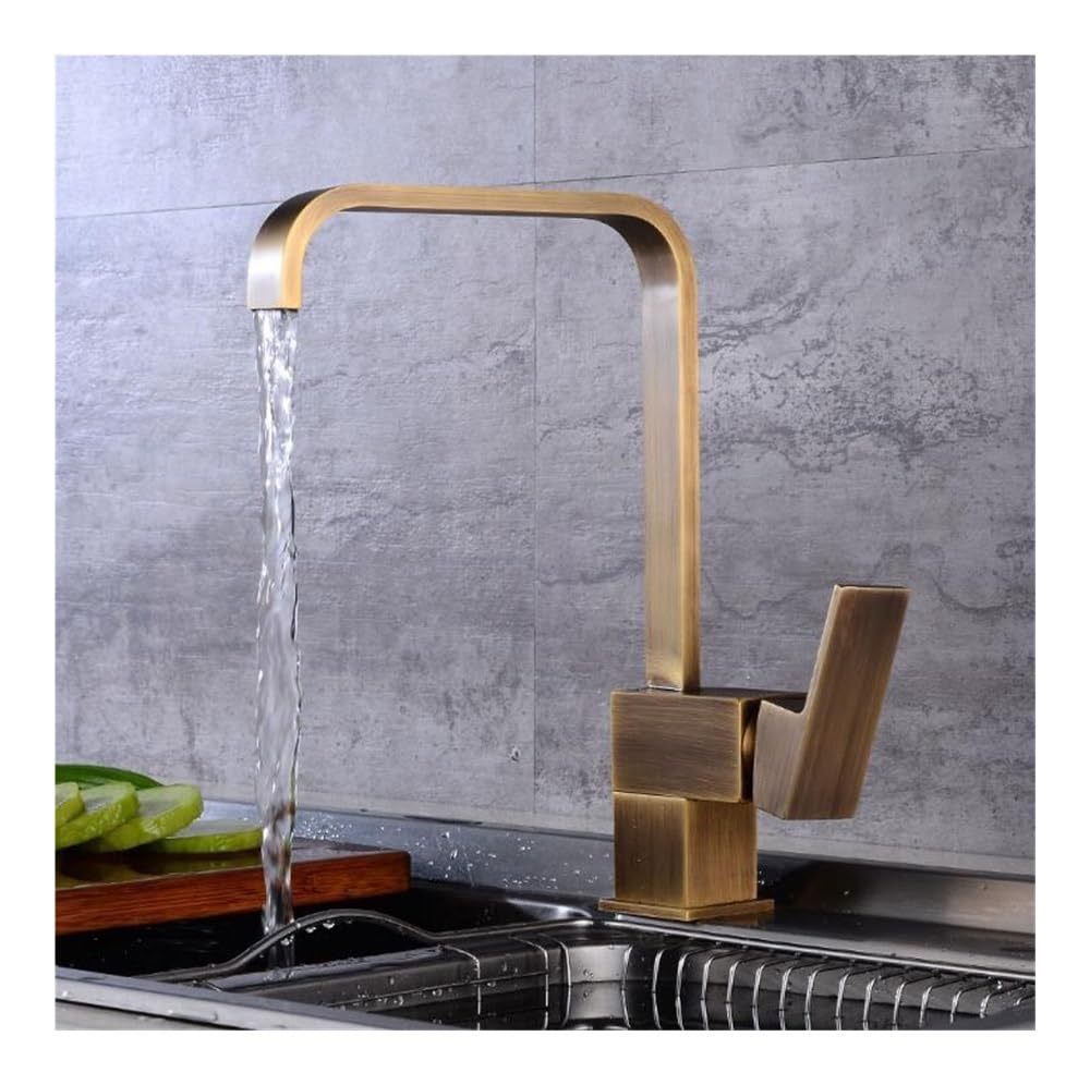 Kitchen Faucets Kitchen Water Tap Antique/Black Kitchen Sink Faucet, Single Handle Tall Spout Wash Basin Mixer Taps XT-108(Brass,B)