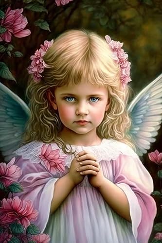 Miniatura 8 de RMSGOZO Kits de pintura de diamantes de ángel arco iris, pintura al óleo, kit de arte de diamantes de niña ángel para adultos, kit de punto de cruz