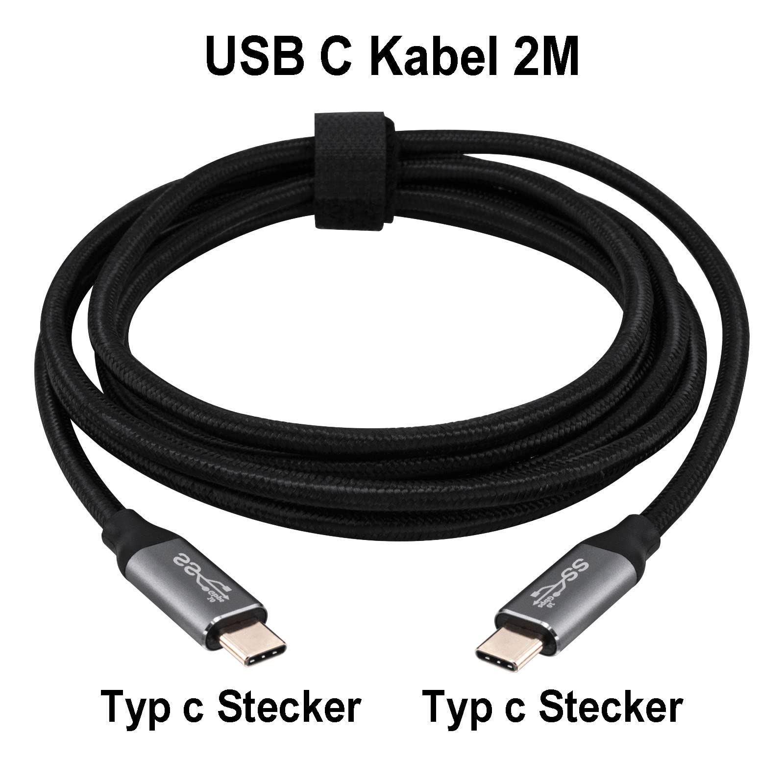 BOOBRIE Cavo USB C a USB C, 2M Tipo-C Cavo di Ricarica Rapida, 1Pc USB-C Nylon intrecciato Prolunga 10Gbps per Pd Cellulare Ricarica Fino a 100W/5A per Windows Mac Android PC ecc