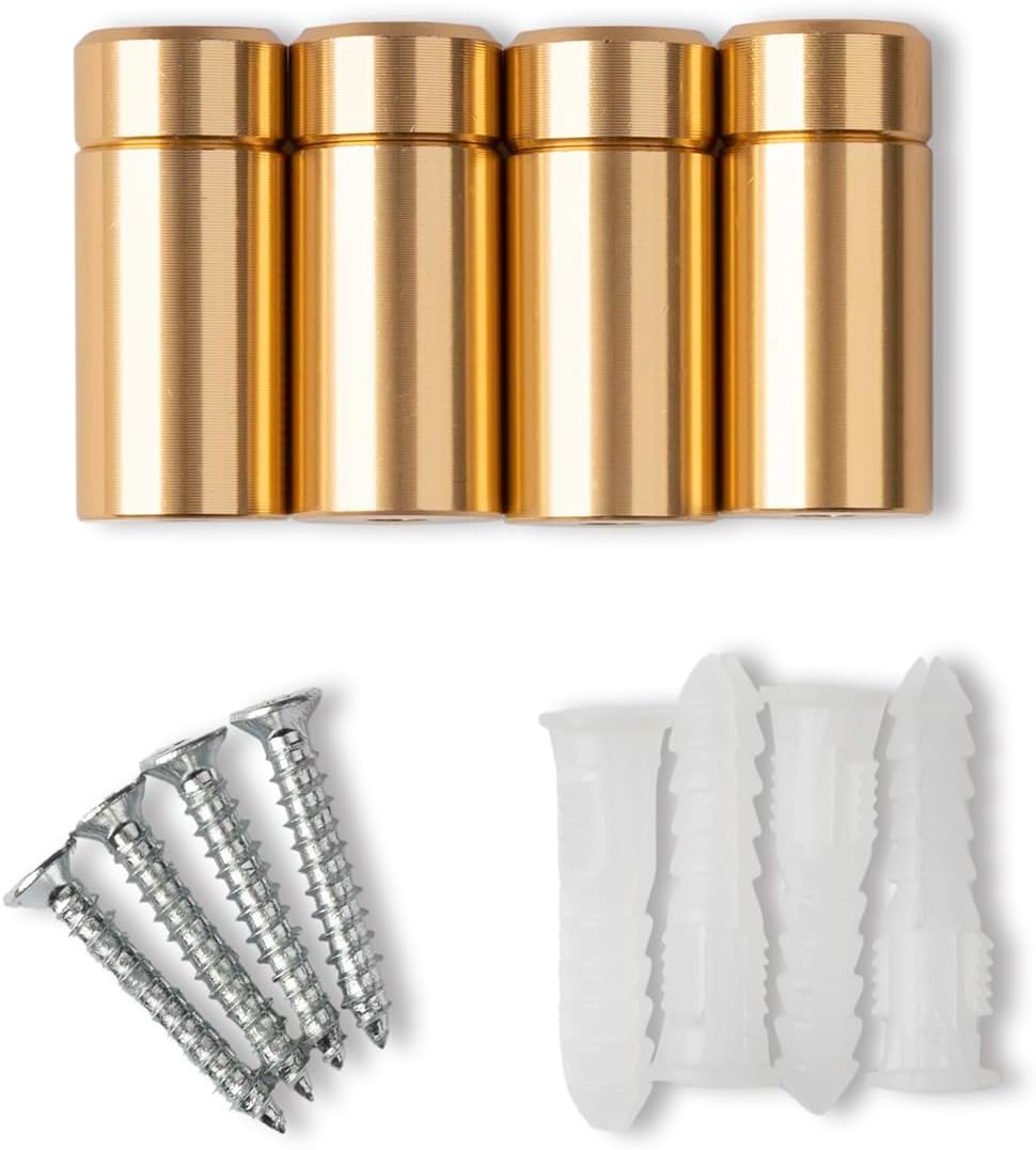 Wexel Art 0.625" w x 1" L Short Wall Mounts Floating Frame Hardware, 1-inch, Gold, 4 Count