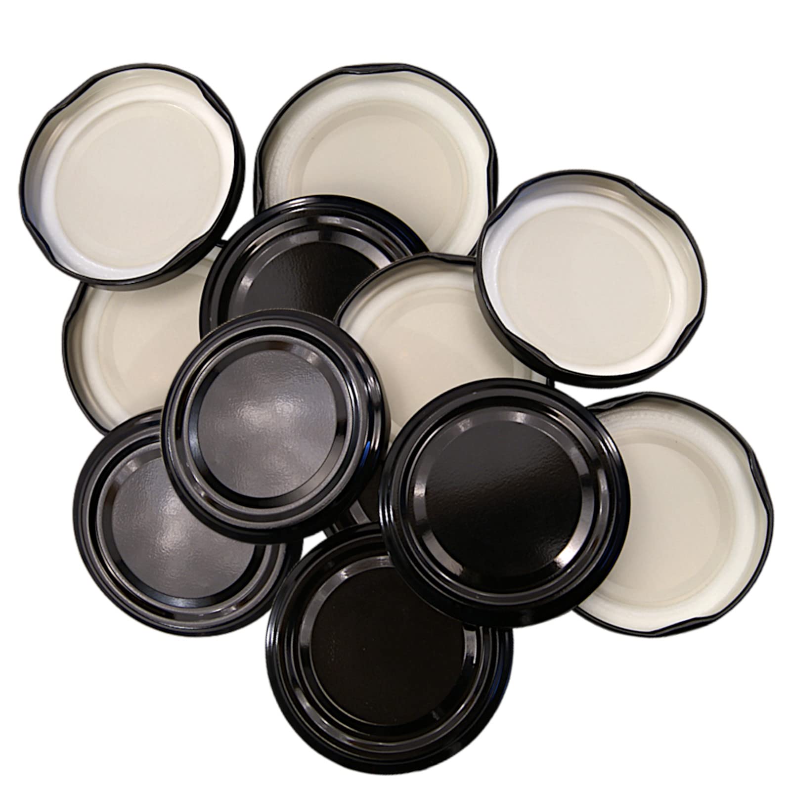 Pack Of 12 Replacement 82mm Twist On Jam Jar Lids - Black - (Choice Of Colours)
