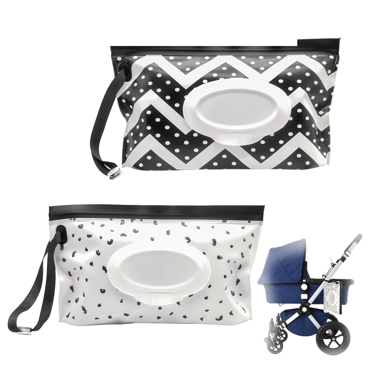 Reusable Baby Wet Wipes Pouches - 2 Pcs Travel Wet Wipes Dispensers， Portable Wipe Carrying Pouches for Baby