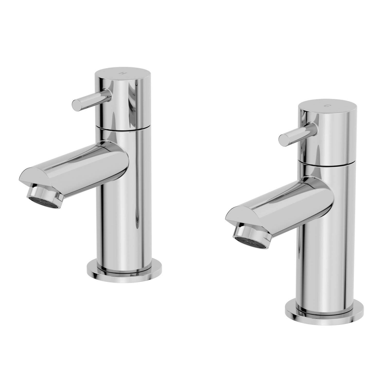 Architeckt® Malmo Bathroom Bath Pillar Tap Set Pair Round Single Lever Handle for Bathtub Modern, Chrome — image 1