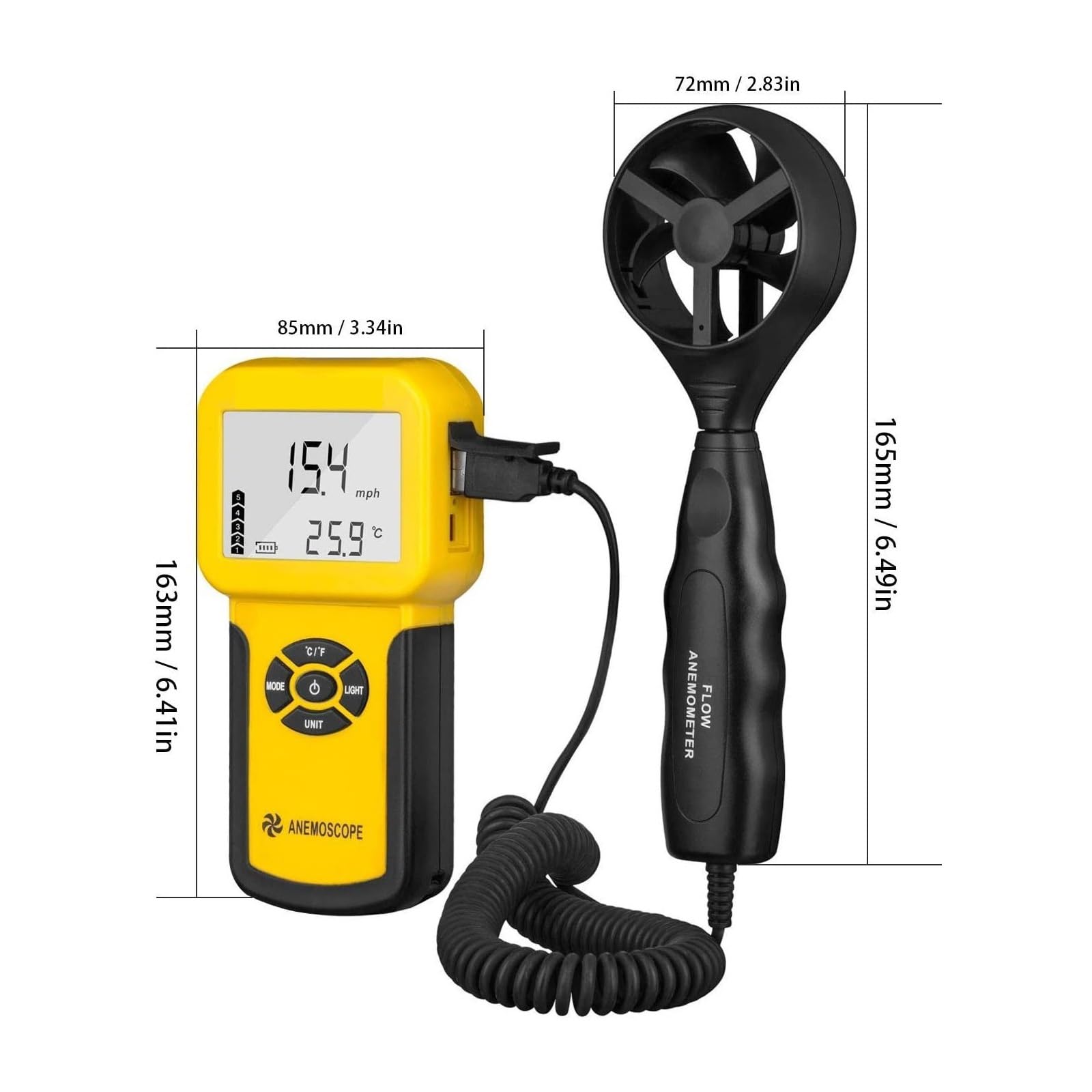 Anemometry, Czujnik prędkości wiatru, cyfrowy anemometr, ręczny przyrząd do pomiaru objętości powietrza