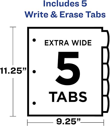 Miniatura 4 de Avery 16176 Divisores de plástico con pestañas grandes de escritura y borrado con bolsillo de cortina 5 pestañas letra
