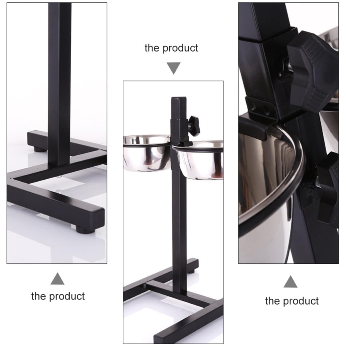 Healvian Gamelle Supports Bols Chien Hauteur pour Réglable en Acier 2 Inoxydable Pliables avec Base Stable à Quatre pour Alimentation et Eau en Voyage