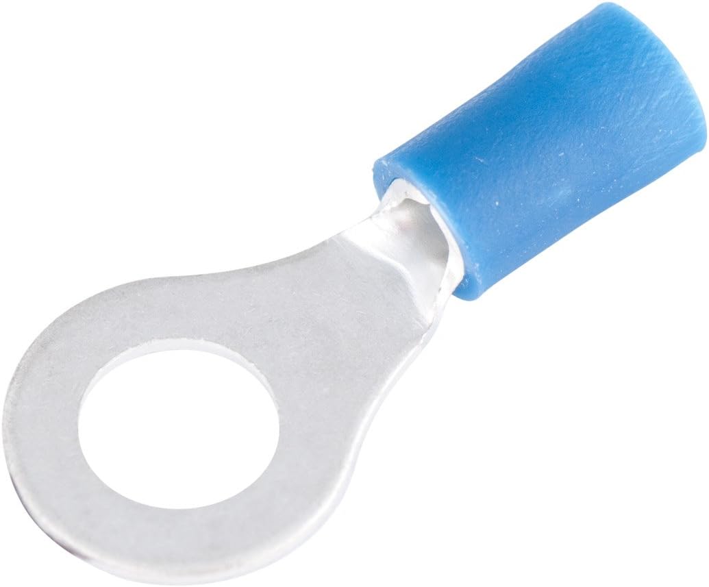 Gardner Bender10-105 ELECTRICAL Ring TERMINAL, 16-14 AWG, Insulated Barrel, Crimp Connection, 100 Pack, Blue
