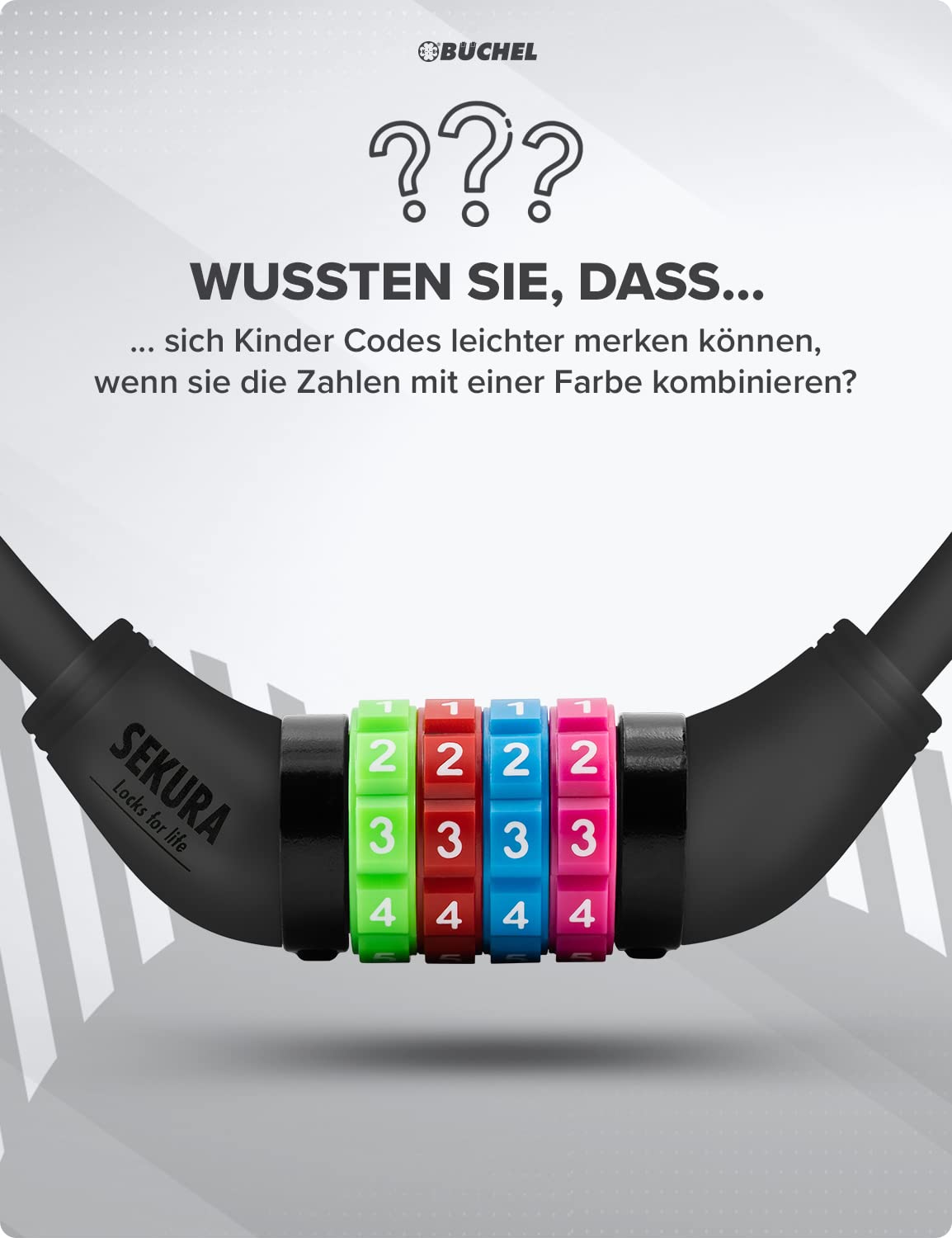 Antifurto Bicicletta Bambini A Combinazione | Cavo Acciaio 10mm | Colorato E Senza Chiave - Foto 12