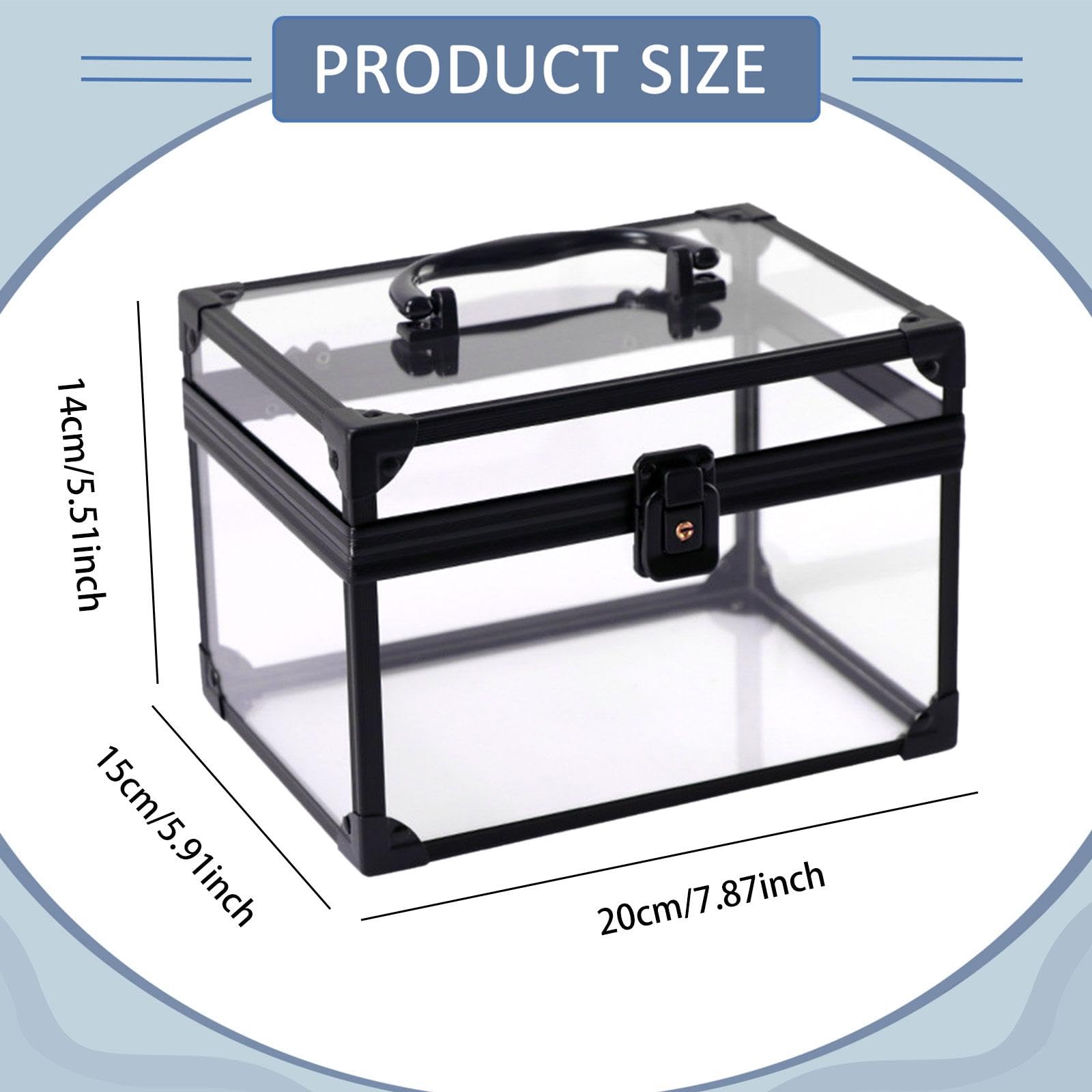 Generic Make Up Organizer Acryl Schminkaufbewahrungsbox Kosmetikkoffer mit Durchsichtigem Gehäuse Und Sicherheitsverschluss Ideal für Persönliche Kosmetikarti, Schwarz
