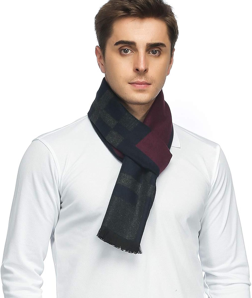 Mens Classic Cashmere Winter Warm Scarf - PoilTreeWing Long Soft Tassel Scarf at  Men’s Clothing store