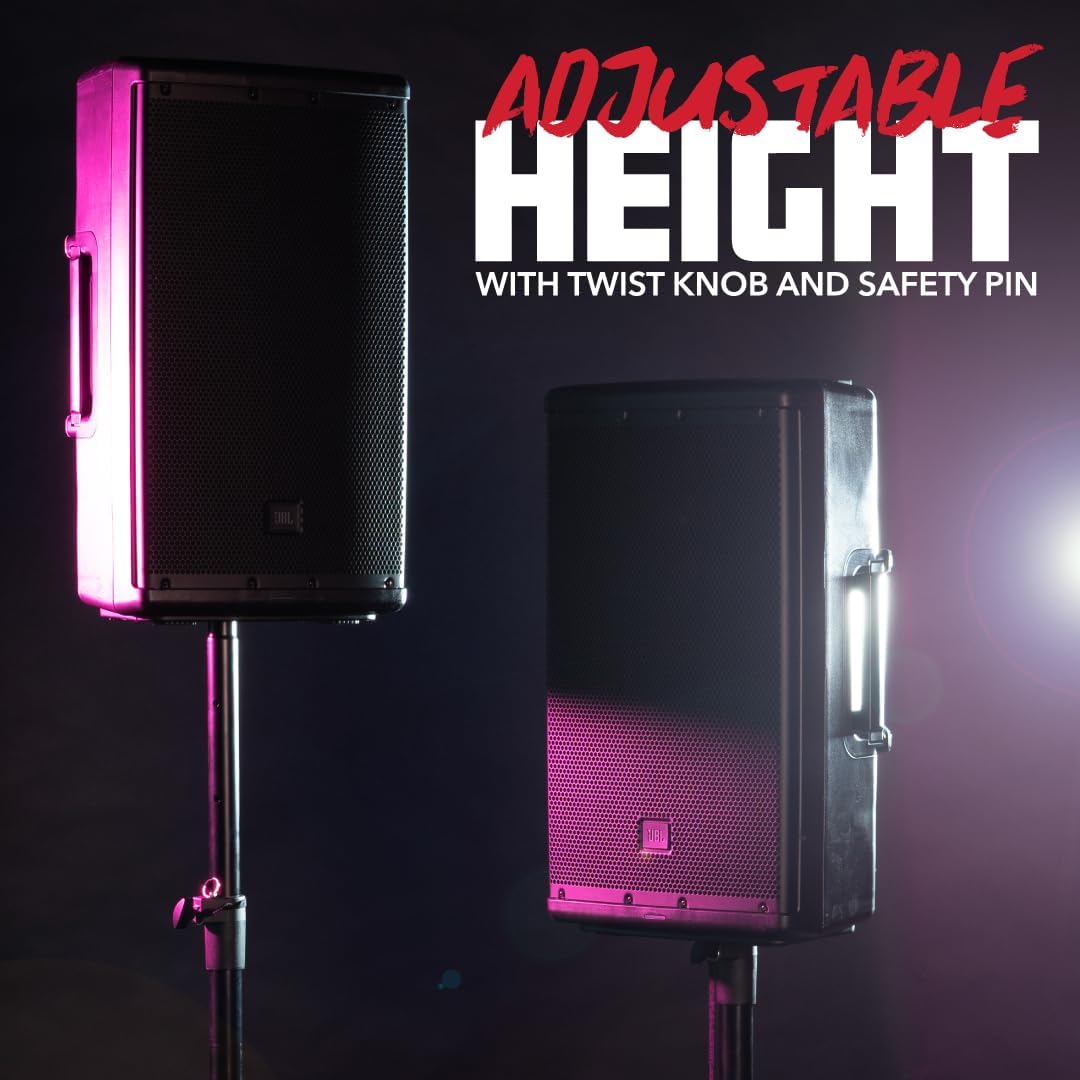 Rok-It Heavy Duty Speaker Stand with Tripod Base and Height Adjustable from 47" to 70", 110lb Weight Capacity (RI-SPKRSTD)