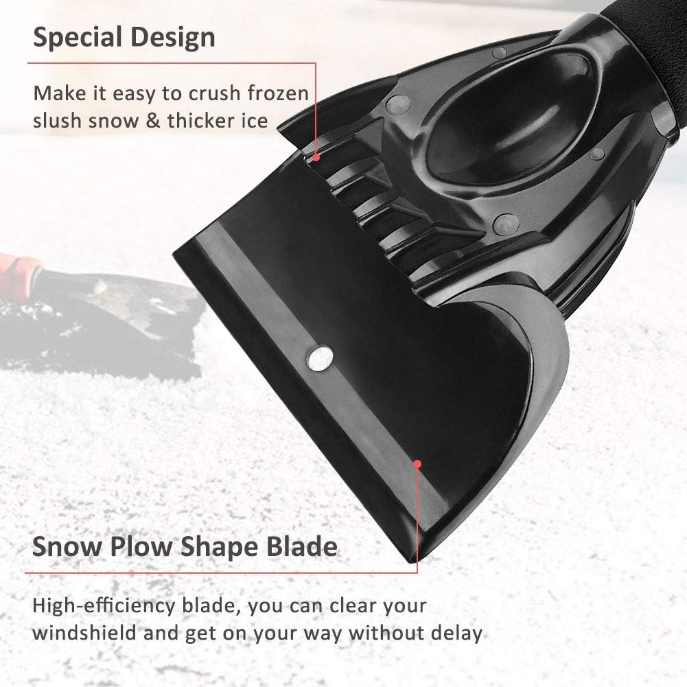 Ice Scraper for Car Windshield (2 Pack), Plow-like Snow Scraper, Heavy-duty Frost Snow Ice Removal for Windows, Scratch-free, Use in All Winter Conditions, Easily Storage, Works Best on Any Size Vehic