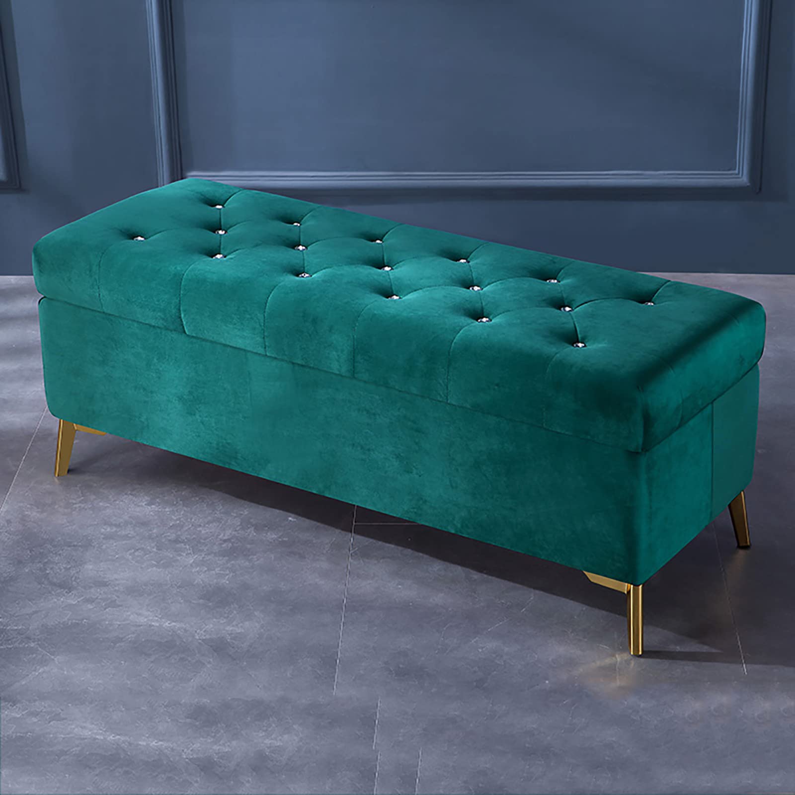 Banc à chaussures d'entrée en velours vert pour ranger et s'asseoir
