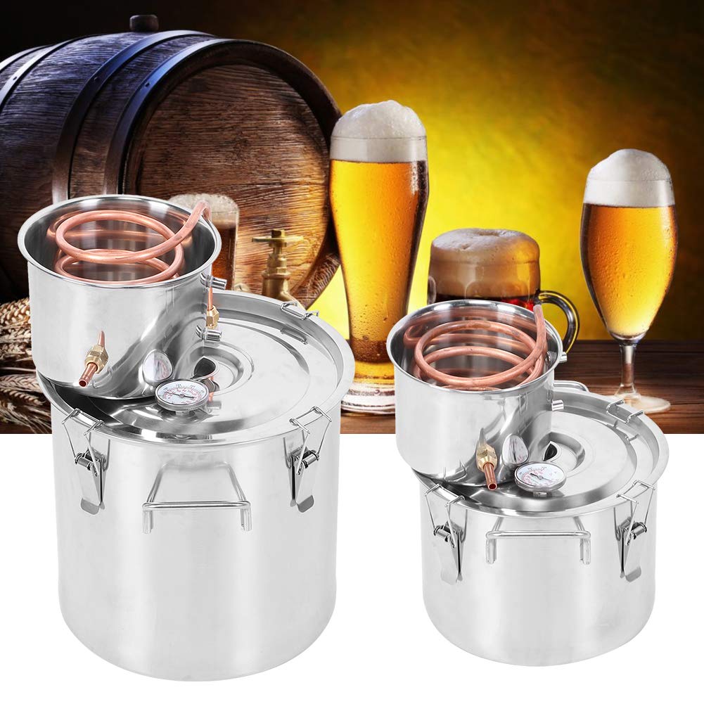 Destilador de agua Destilador doméstico Equipo de agua destilada de acero inoxidable para alcohol de vino Equipo de producción de agua destilada fácil de usar con termómetro incorporado(10L)