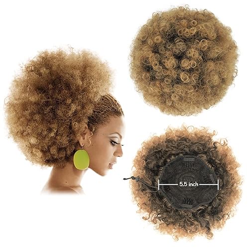 Miniatura 9 de Afro Puff - Extensiones de cabello sintético con cordón para cola de caballo rizado y moño para mujeres negras y niñas 1B