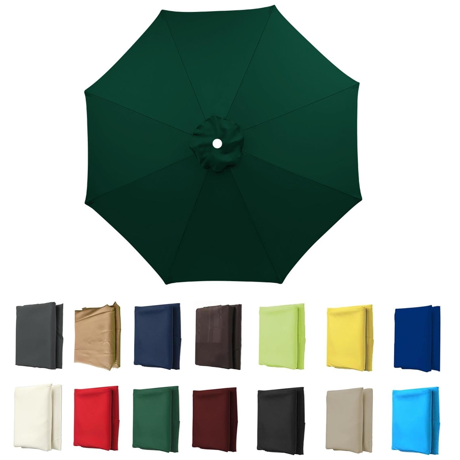 2m-3.5m Replacement Parasol Canopy, Umbrella Replacement Fabric, UPF 50+ Garden Parasol Replacement Canopy, Outdoor Replacement Fabric, 6/8 Rib for Garden Umbrella (Lnk green,8ribs:2.30m/7.5ft)