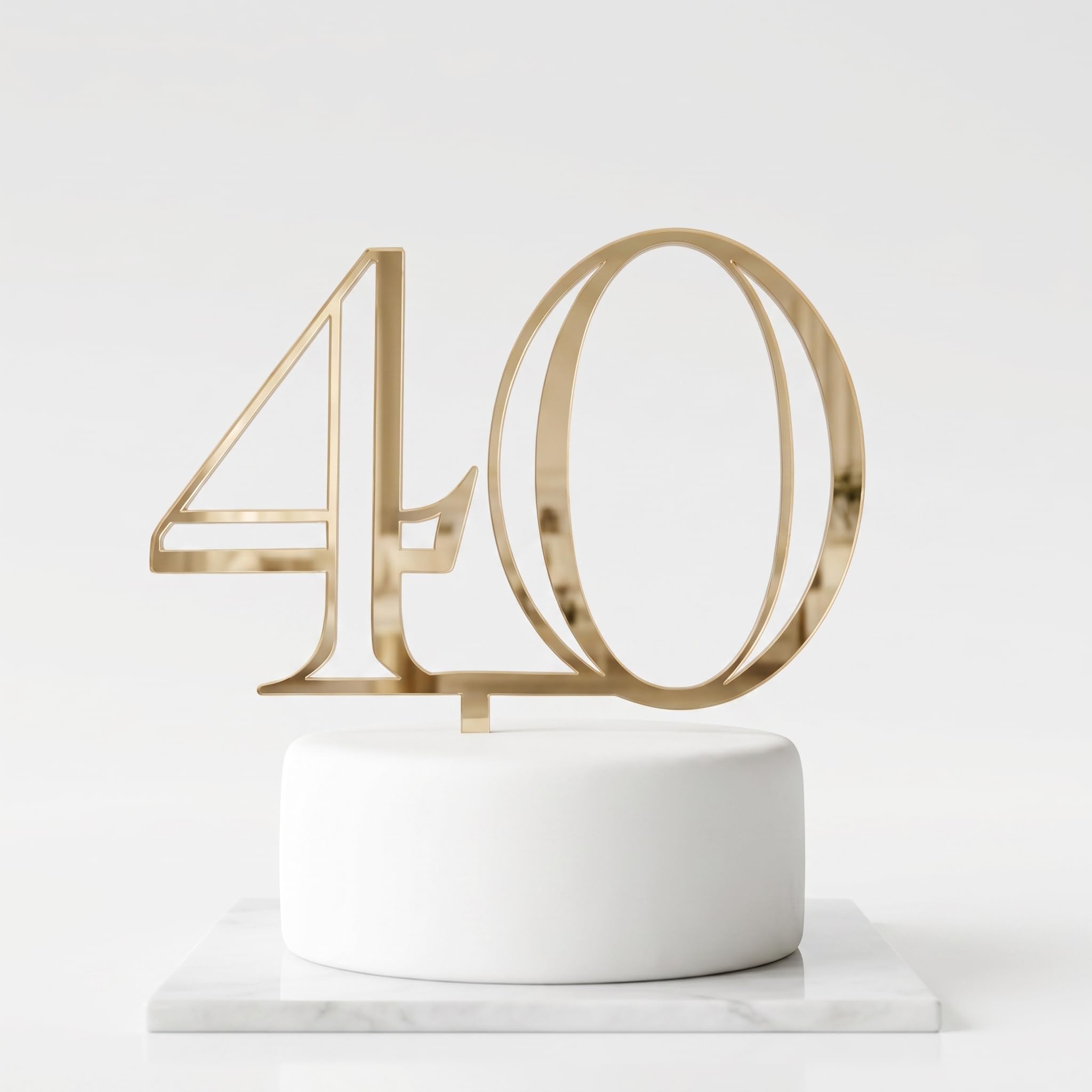 40th Birthday Cake Topper - Gold Acrylic Number 40 Cake Decorations