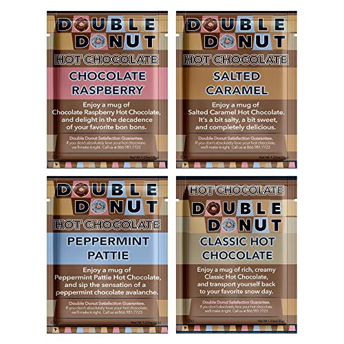 Flavored Hot Chocolate Packets | Gourmet Hot Cocoa Mix Variety Pack including Classic, Chocolate Raspberry, Salted Caramel, & Peppermint Hot Chocolate Mix | Perfect Hot Chocolate Gift Sets | 32 Count