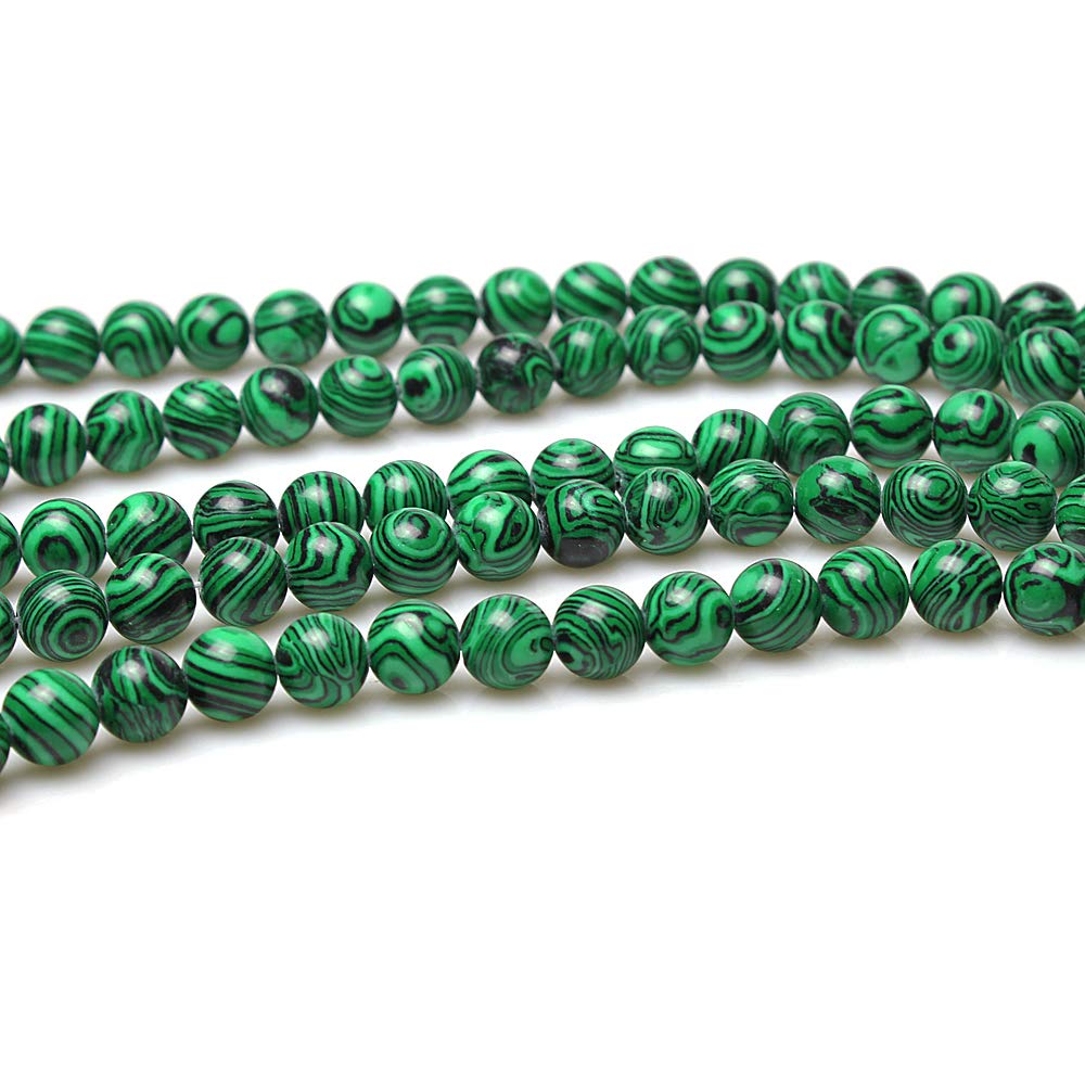 MJDCB Round Stone Beads 6mm Synthetic Malachite Loose Gemstone Beads for Jewelry Making Bracelet Necklace 60pcs - Image 4