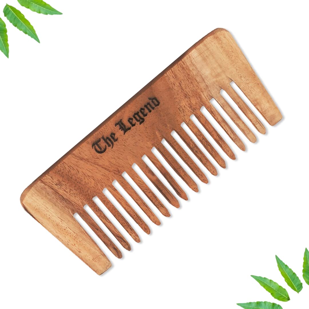 Organic Pure Neem Wood Comb Wide Teeth, Brown
