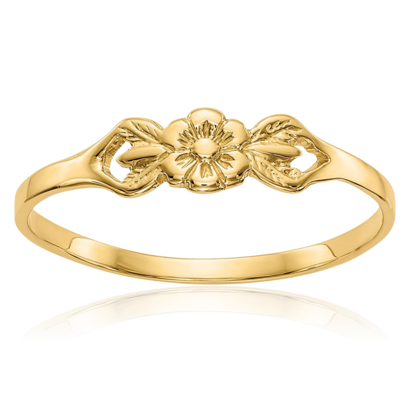 IceCarats 14K Solid Yellow Gold Flower Ring