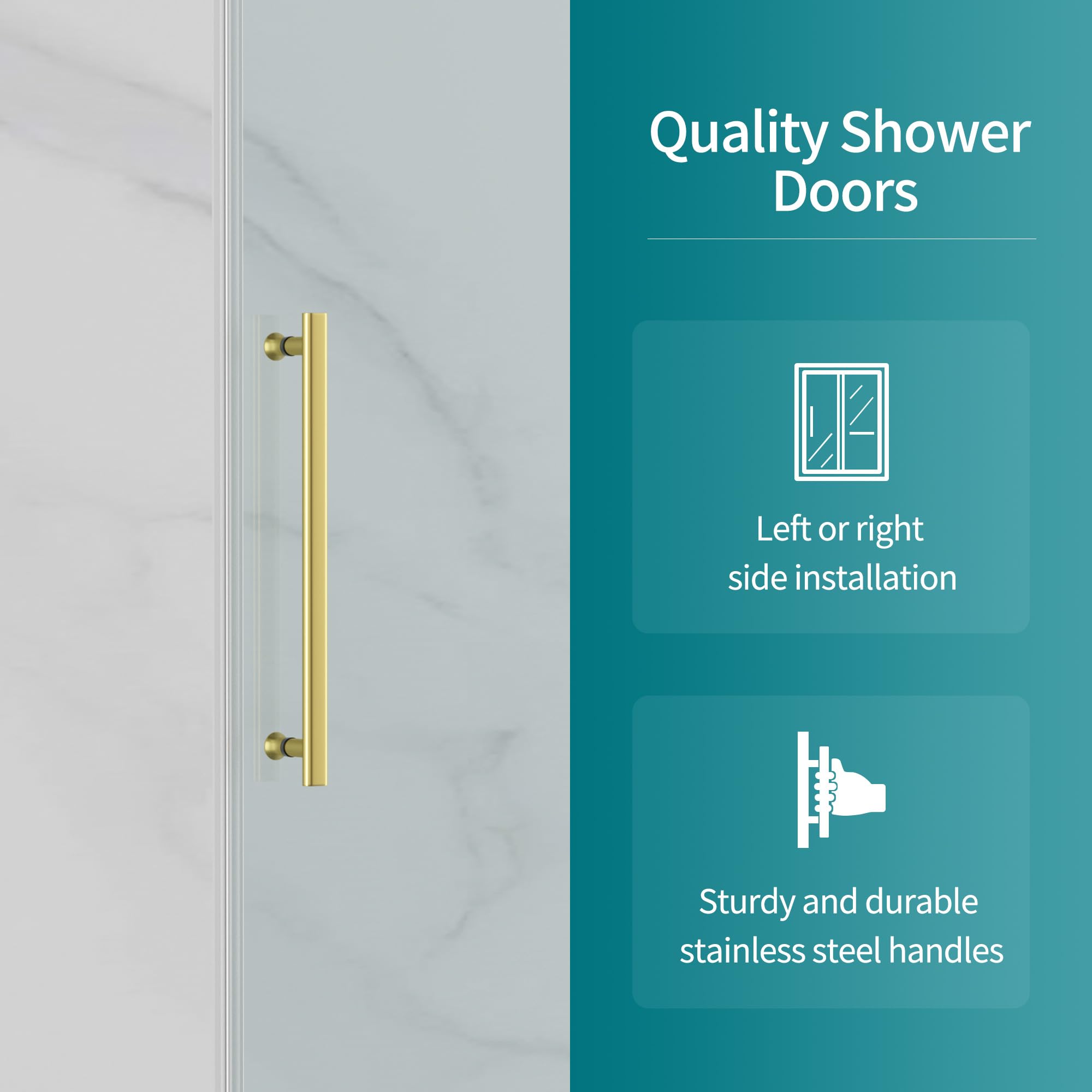 Getpro 56 To 60 In. W X 76 In. H Single Sliding Frameless Shower Door In Brushed Nickel Gold With 3/8 In. Tempered Clear Glass GP-225-76G - The Home Depot - View #7
